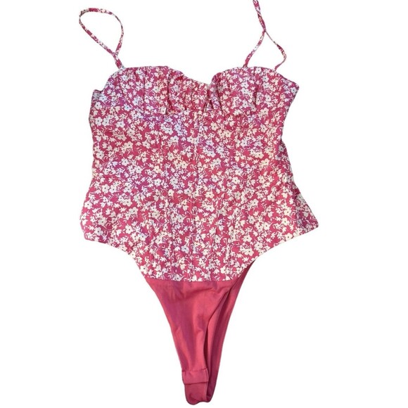 Zara Other - Zara  Size Large -Hot Pink Floral  Corset  Bodysuit - Swimsuit One Piece -Summer